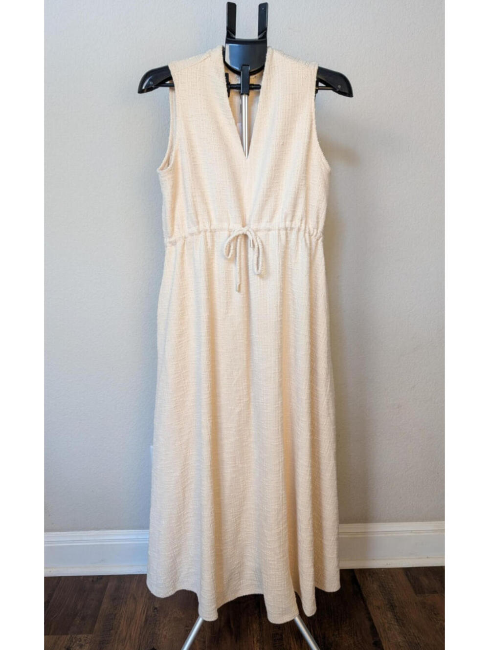 Quiet Luxury Chico's NWT Cream Tweed Maxi Dress 1P (US 8P/Med.) Petite Deep V